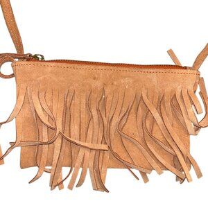 Roberta Roller Rabbit NEW tan suede fringe festival cross body bag purse NWT